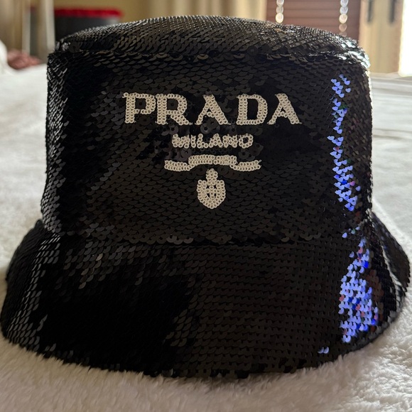 Prada Sequins Logo Bucket Hat - Picture 6 of 6